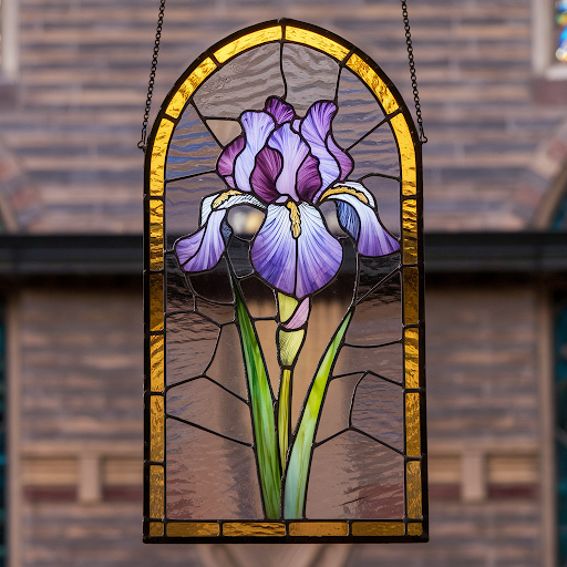 Mma iris stained glass hanging Tiffany magnolia